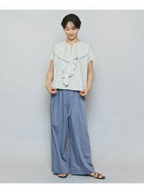 【MOGA】【Lサイズ】ミディアムストライプカスケードフリルブラウス 詳細画像 オフホワイト 15