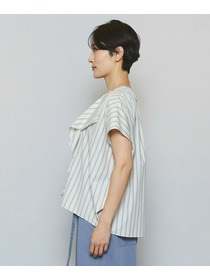 【MOGA】【Lサイズ】ミディアムストライプカスケードフリルブラウス 詳細画像 オフホワイト 17