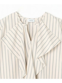【MOGA】【Lサイズ】ミディアムストライプカスケードフリルブラウス 詳細画像 オフホワイト 21