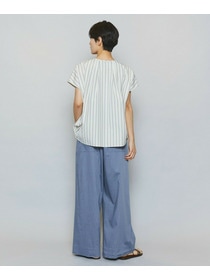 【MOGA】【Lサイズ】ミディアムストライプカスケードフリルブラウス 詳細画像 オフホワイト 9