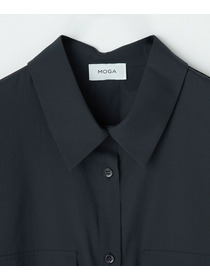 【MOGA】【Lサイズ】フラットオーガンジーシャツカラーシアーブラウス 詳細画像 ネイビー 2