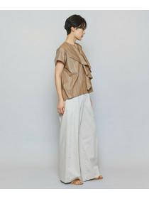 【MOGA】【Lサイズ】ラージストライプカスケードフリルブラウス 詳細画像 ブラウン系その他 13