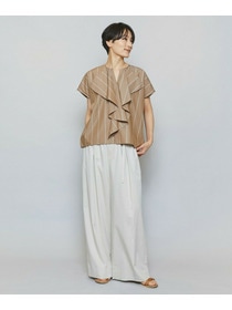 【MOGA】【Lサイズ】ラージストライプカスケードフリルブラウス 詳細画像 ブラウン系その他 15