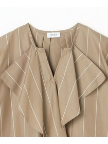 【MOGA】【Lサイズ】ラージストライプカスケードフリルブラウス 詳細画像 ブラウン系その他 21