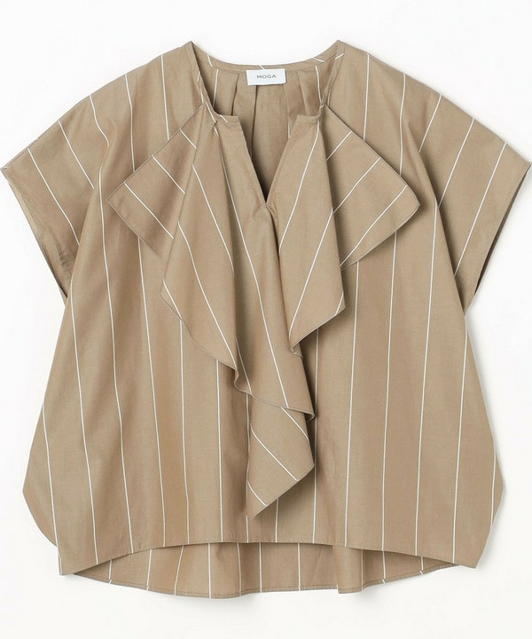 【Lサイズ】ラージストライプカスケードフリルブラウス【Lサイズ】ラージストライプカスケードフリルブラウス