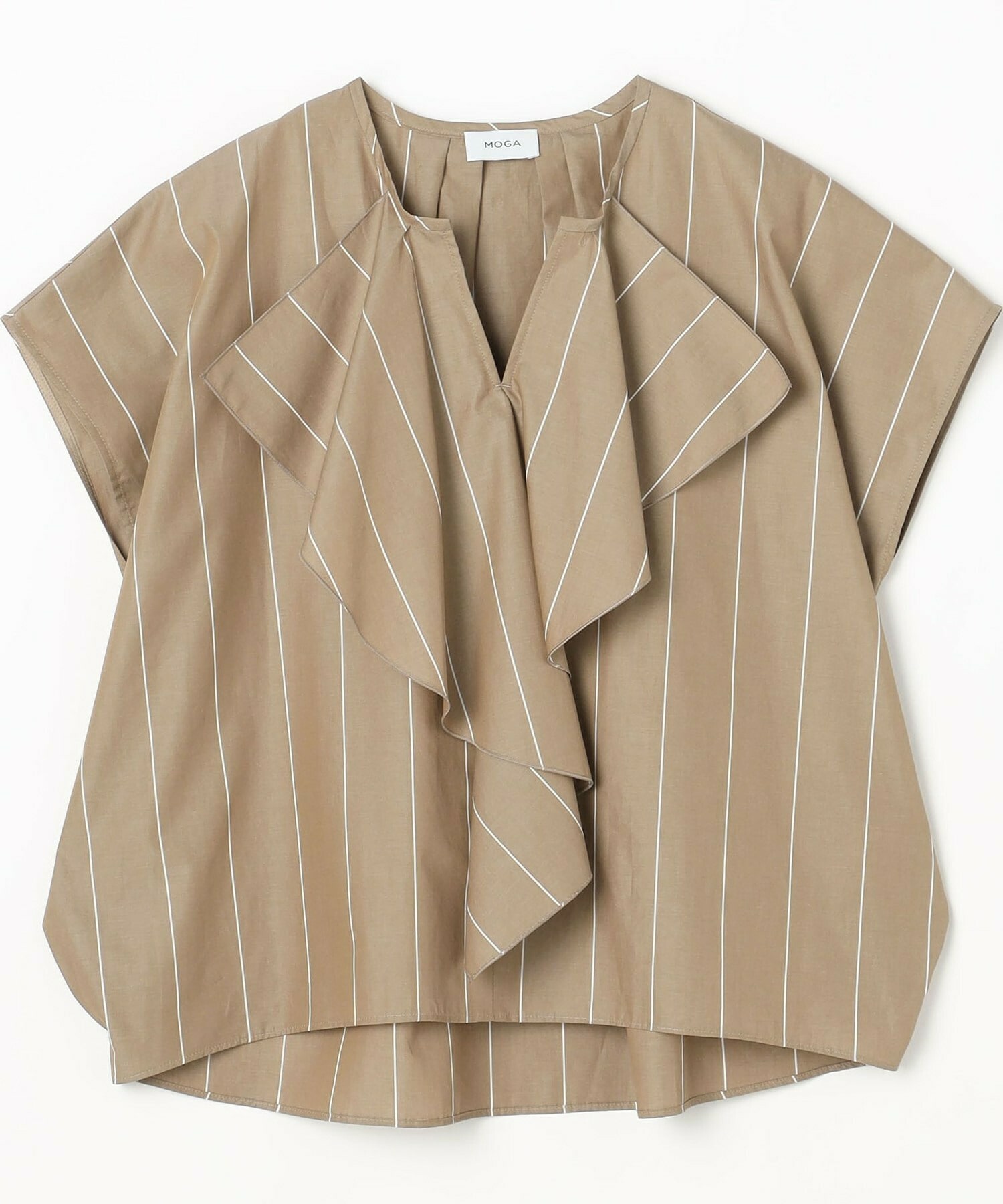 【MOGA】【Lサイズ】ラージストライプカスケードフリルブラウス 詳細画像 ブラウン系その他 19