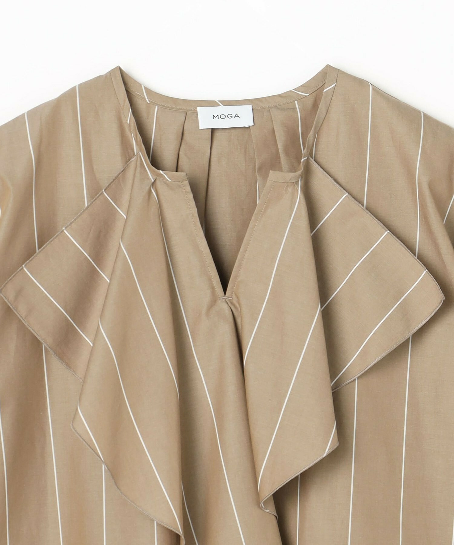 【MOGA】【Lサイズ】ラージストライプカスケードフリルブラウス 詳細画像 ブラウン系その他 21