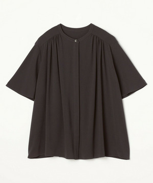 【MOGA】【Lサイズ】ソフトジョーゼットギャザーブラウス 詳細画像 ダークグレー 1