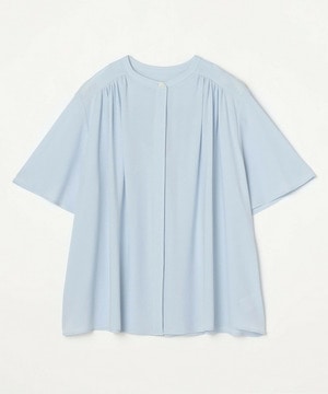 【MOGA】【Lサイズ】ソフトジョーゼットギャザーブラウス 詳細画像 サックスブルー 1