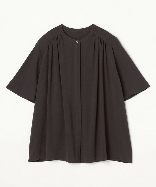 【Lサイズ】ソフトジョーゼットギャザーブラウス 詳細画像 ダークグレー 1