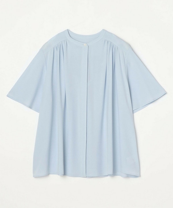 【Lサイズ】ソフトジョーゼットギャザーブラウス 詳細画像 サックスブルー 1