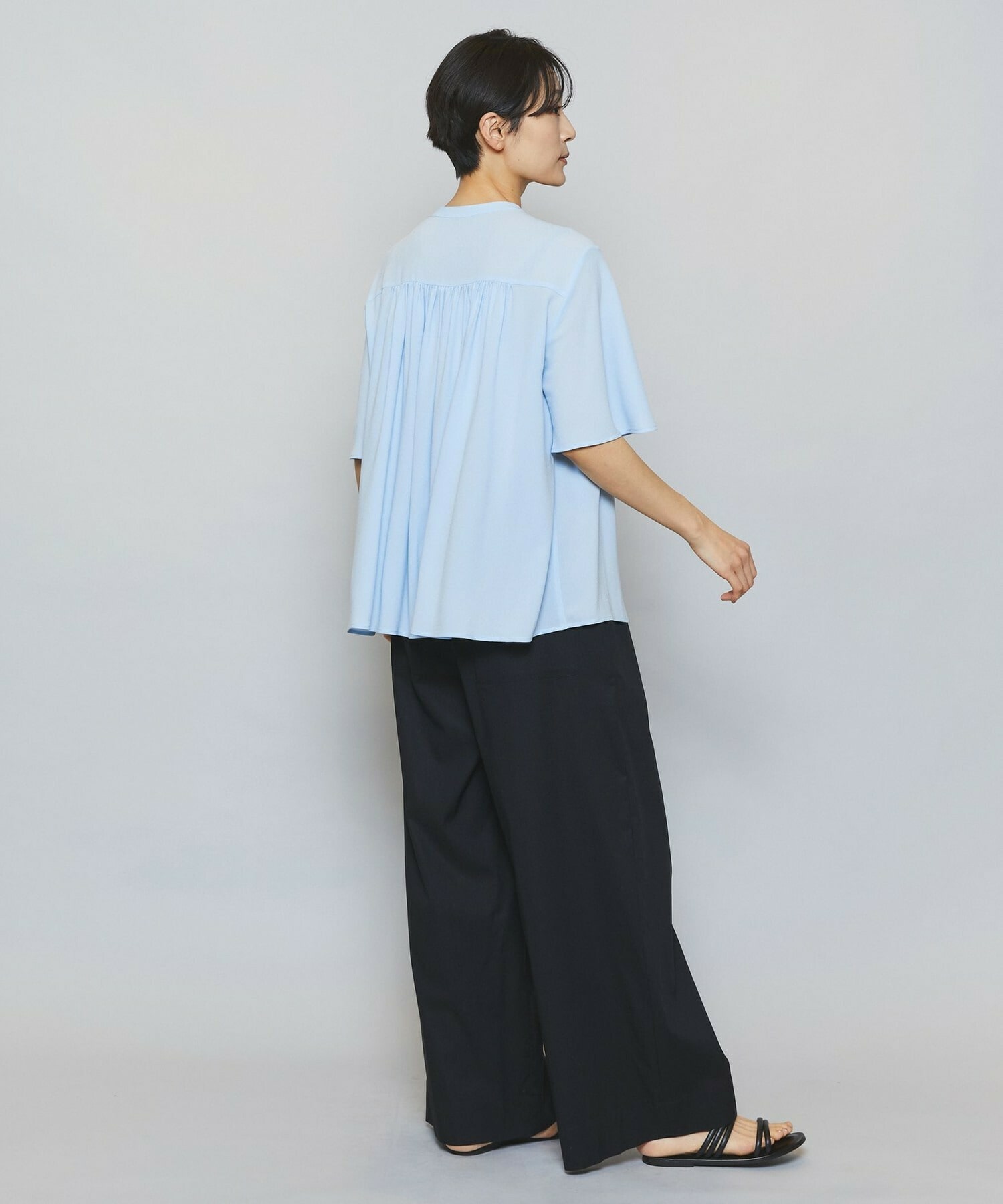 【MOGA】【Lサイズ】ソフトジョーゼットギャザーブラウス 詳細画像 ダークグレー 11