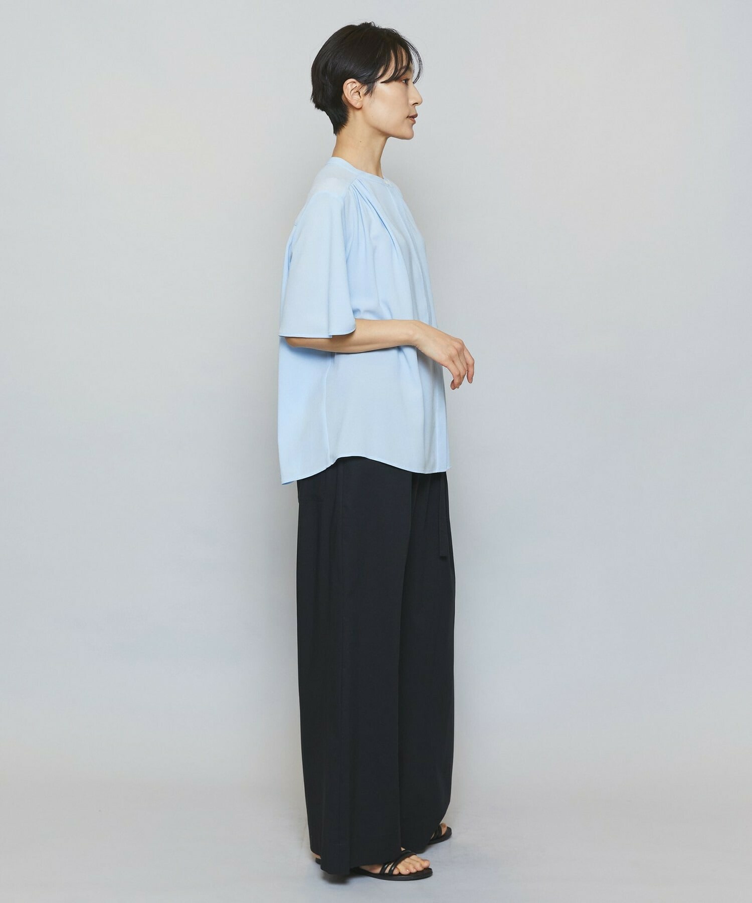 【MOGA】【Lサイズ】ソフトジョーゼットギャザーブラウス 詳細画像 ダークグレー 12