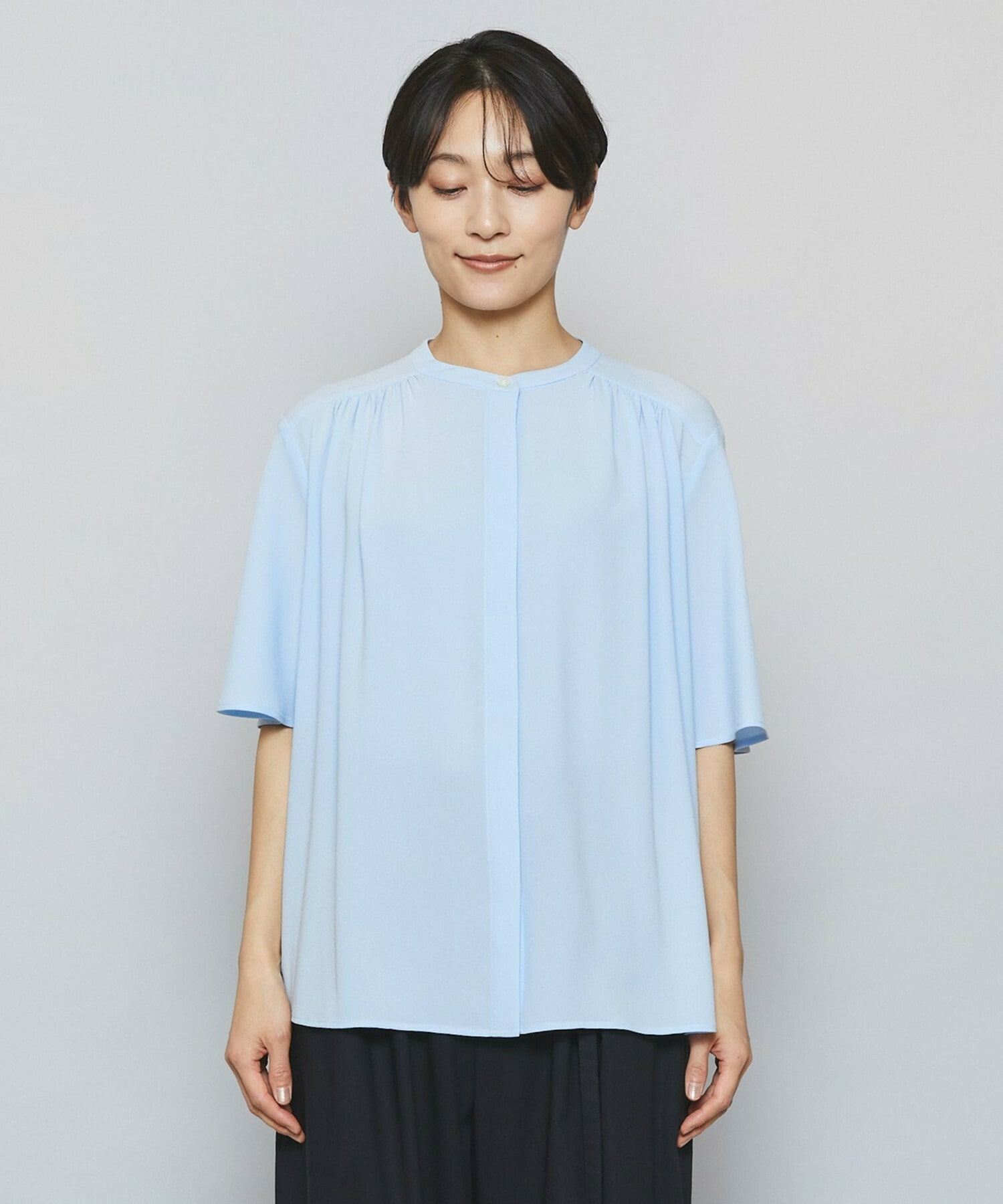 【MOGA】【Lサイズ】ソフトジョーゼットギャザーブラウス 詳細画像 ダークグレー 15