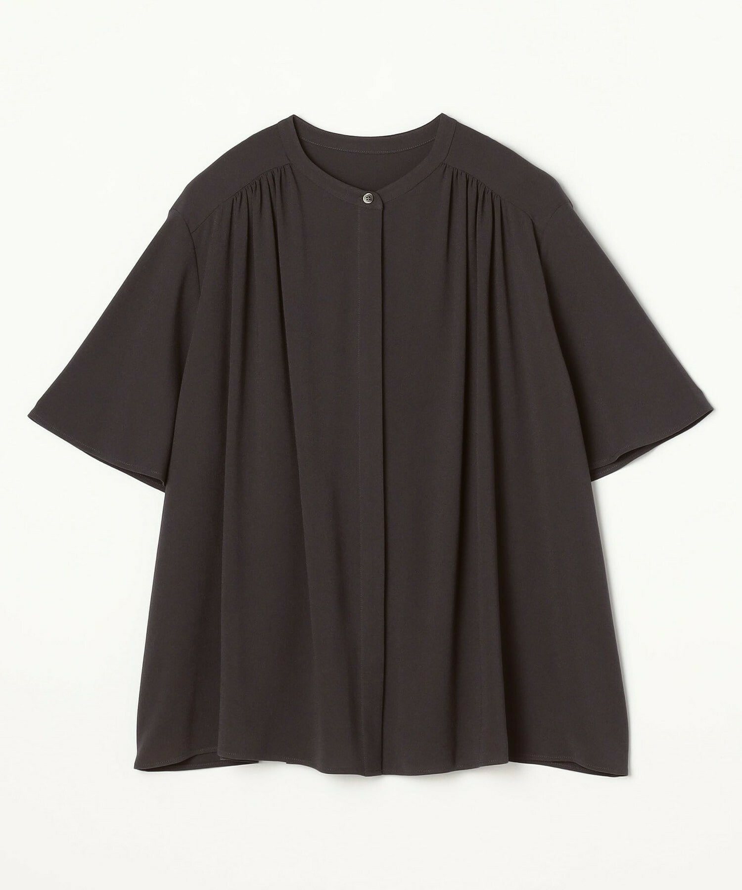 【MOGA】【Lサイズ】ソフトジョーゼットギャザーブラウス 詳細画像 ダークグレー 1