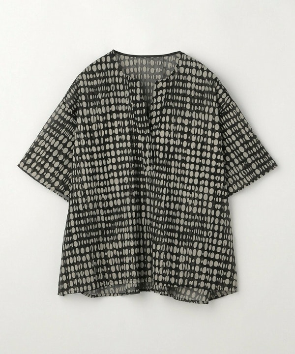 【大きいサイズ】ドットオーガンジーTネックブラウス［セットアップ可能］ 詳細画像 ブラック 2