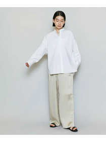 【MOGA】【Lサイズ】T/Cタイプライターバンドカラーシャツブラウス 詳細画像 ブラック 1