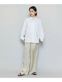 【MOGA】【Lサイズ】T/Cタイプライターバンドカラーシャツブラウス 詳細画像 ブラック 4