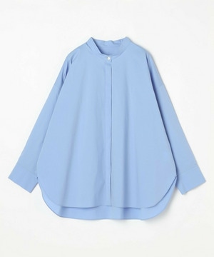 【MOGA】【Lサイズ】T/Cタイプライターバンドカラーシャツブラウス 詳細画像 サックスブルー 1