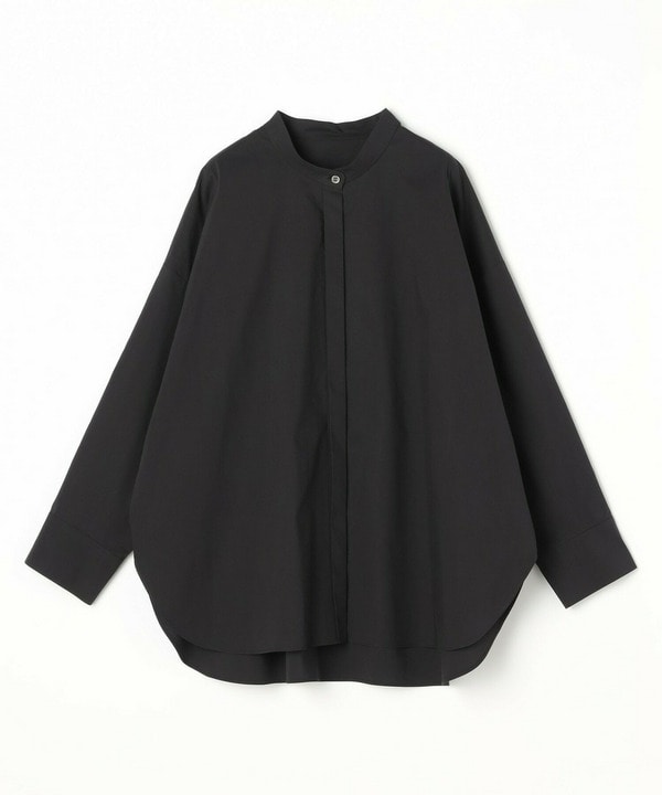 【Lサイズ】T/Cタイプライターバンドカラーシャツブラウス 詳細画像 ブラック 1
