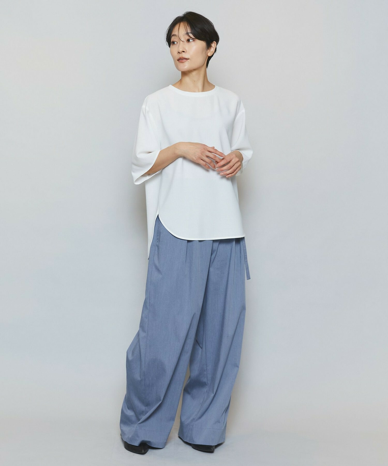 【MOGA】【Lサイズ】強撚2WAYプルオーバーブラウス 詳細画像 オフホワイト 1