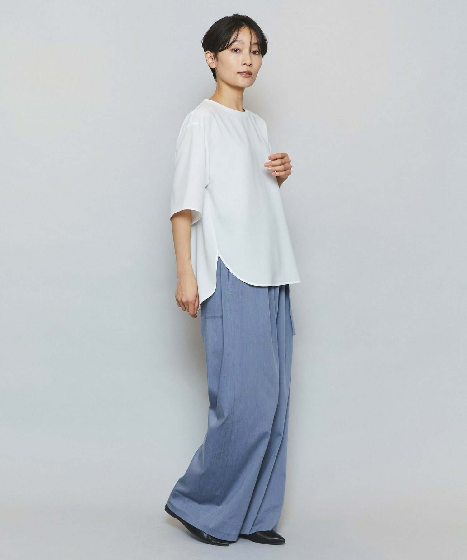 【MOGA】【Lサイズ】強撚2WAYプルオーバーブラウス 詳細画像 オフホワイト 3