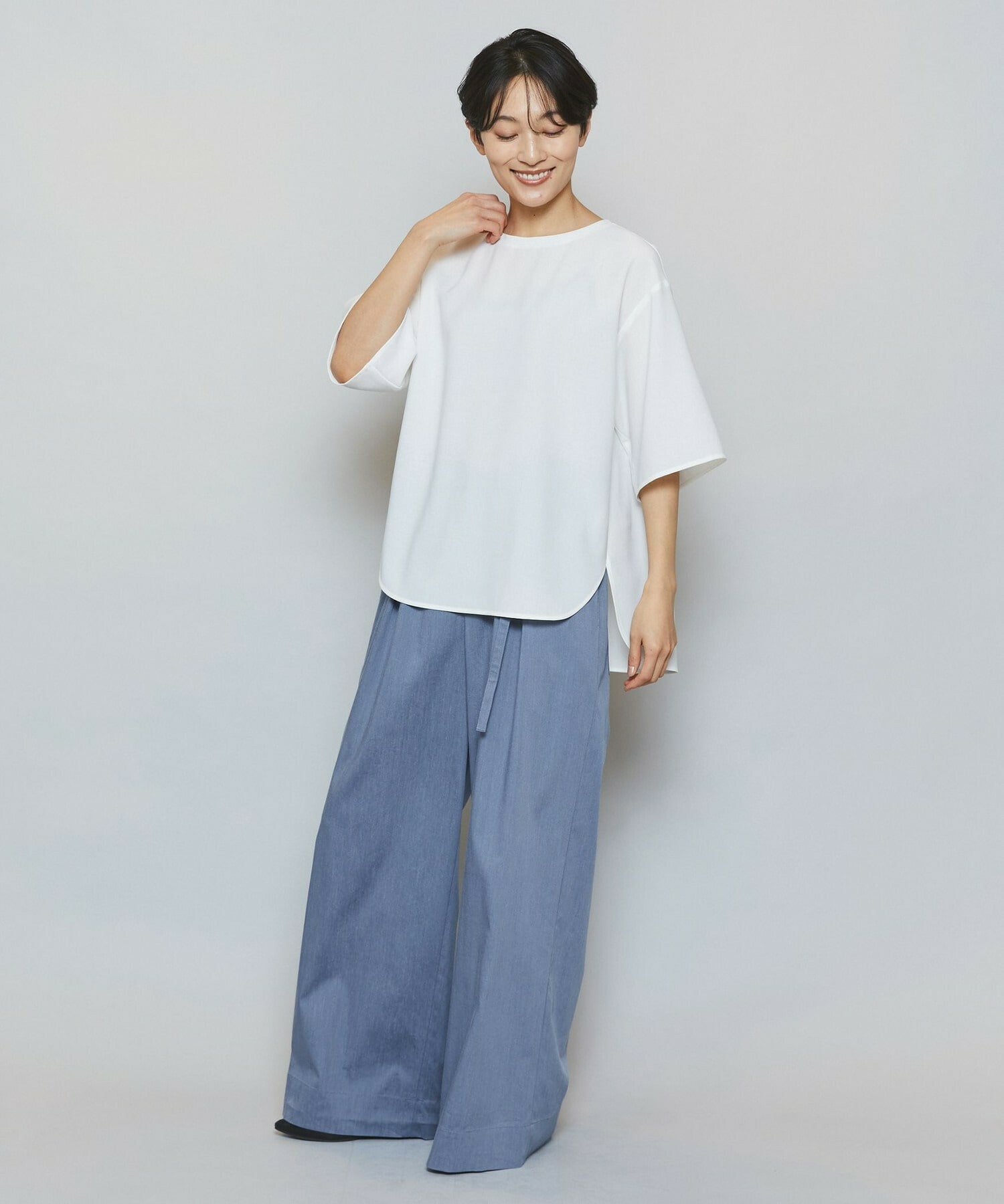 【MOGA】【Lサイズ】強撚2WAYプルオーバーブラウス 詳細画像 オフホワイト 5