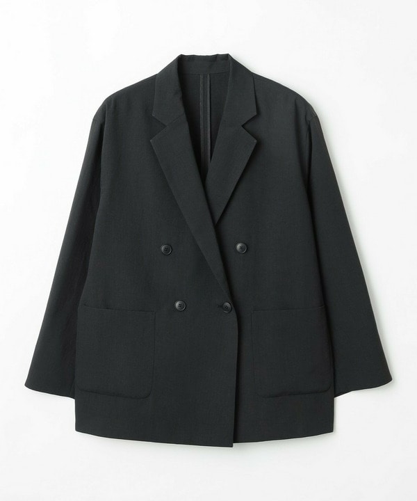 【Lサイズ】ポリエステルワッシャーダブルブレストボクシージャケット【Lサイズ】ポリエステルワッシャーダブルブレストボクシージャケット