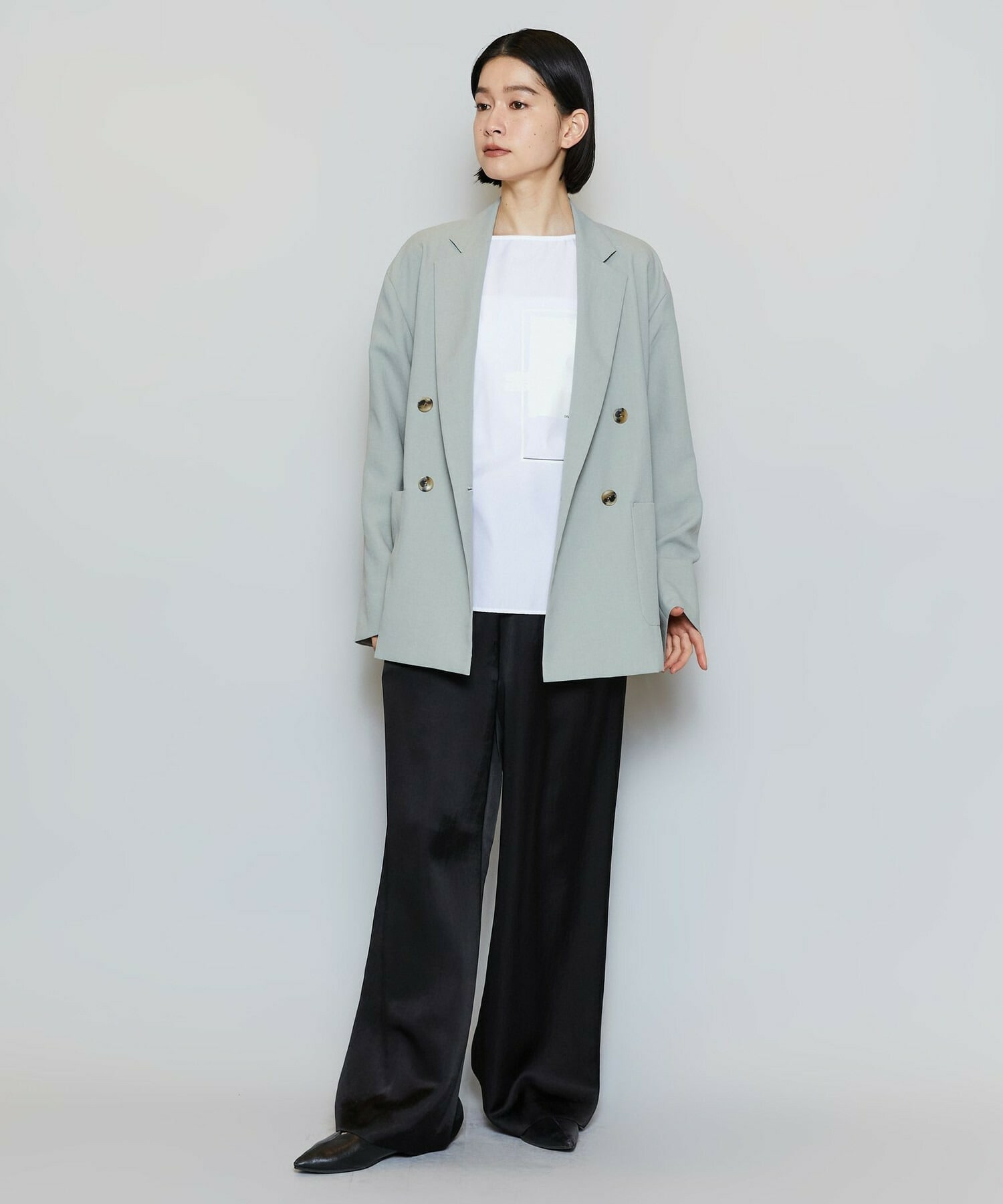 【MOGA】【Lサイズ】ポリエステルワッシャーダブルブレストボクシージャケット 詳細画像 セージグリーン 13