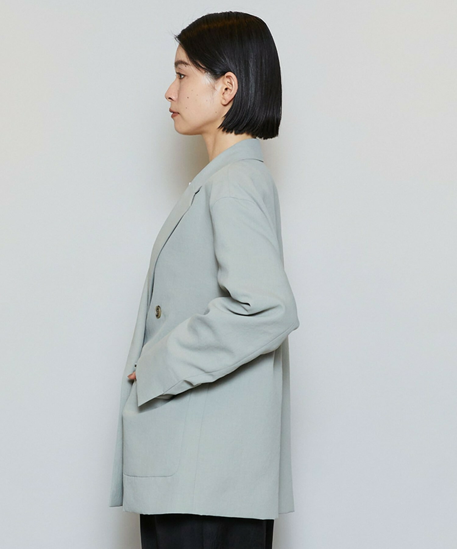 【MOGA】【Lサイズ】ポリエステルワッシャーダブルブレストボクシージャケット 詳細画像 セージグリーン 22