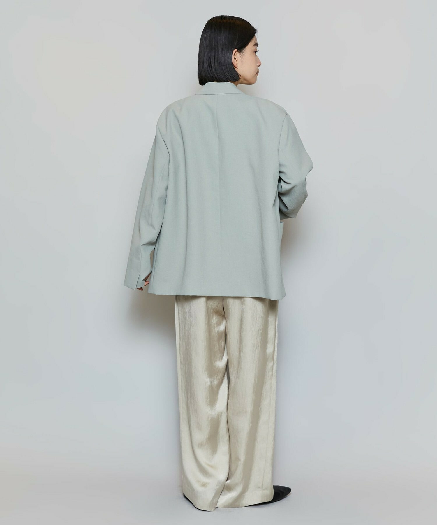 【MOGA】【Lサイズ】ポリエステルワッシャーダブルブレストボクシージャケット 詳細画像 セージグリーン 6