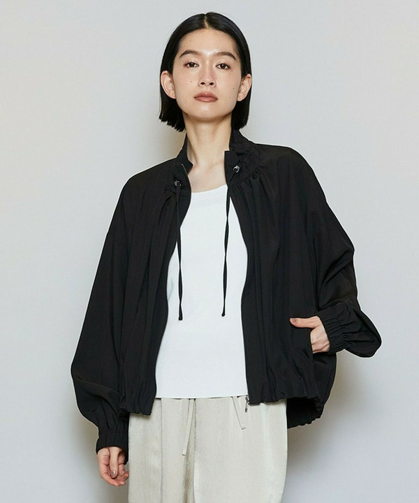 【Lサイズ】ビスナイロンツイルコクーンシルエットブルゾン 詳細画像 ブラック 2