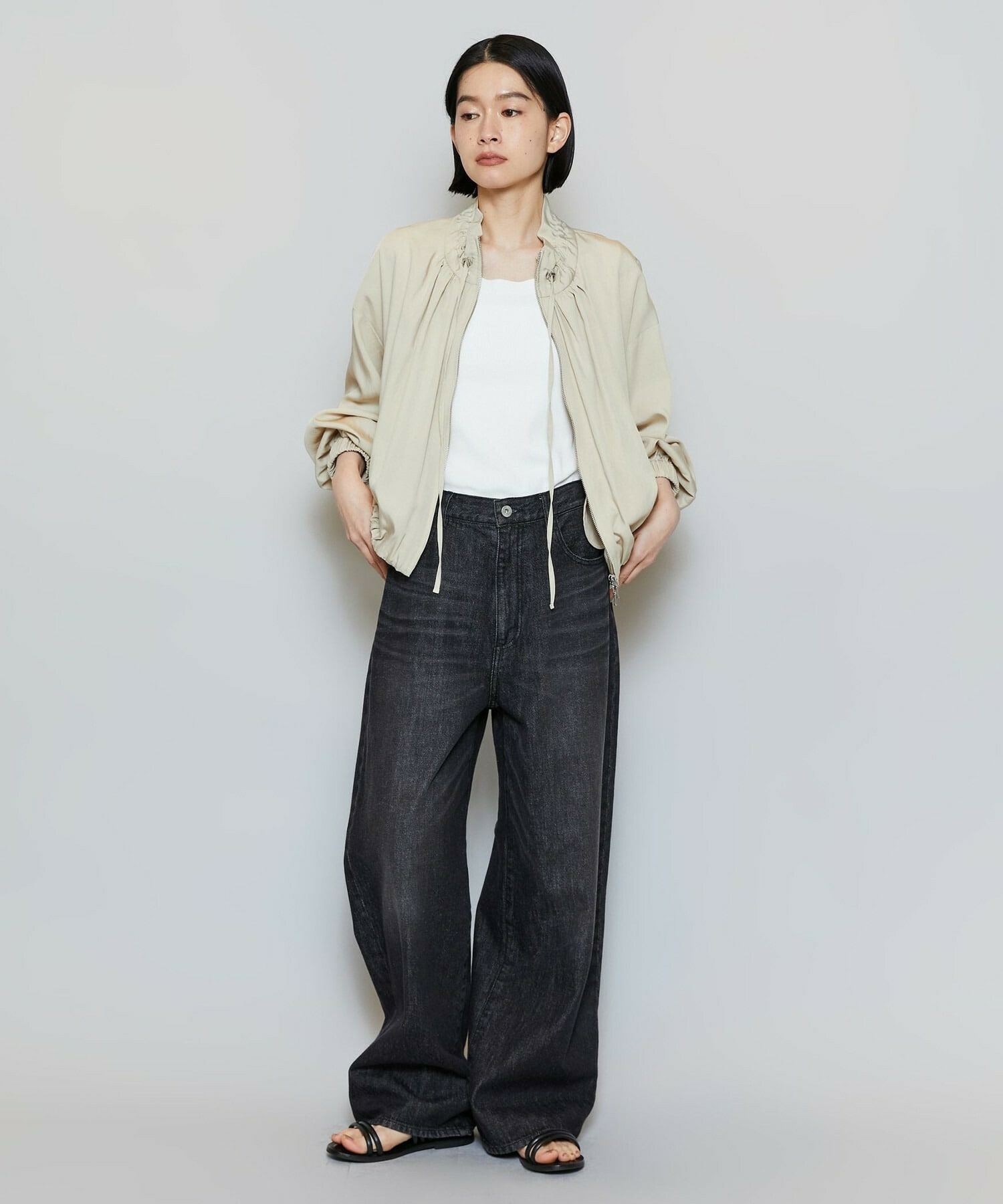 【MOGA】【Lサイズ】ビスナイロンツイルコクーンシルエットブルゾン 詳細画像 ベージュ 12