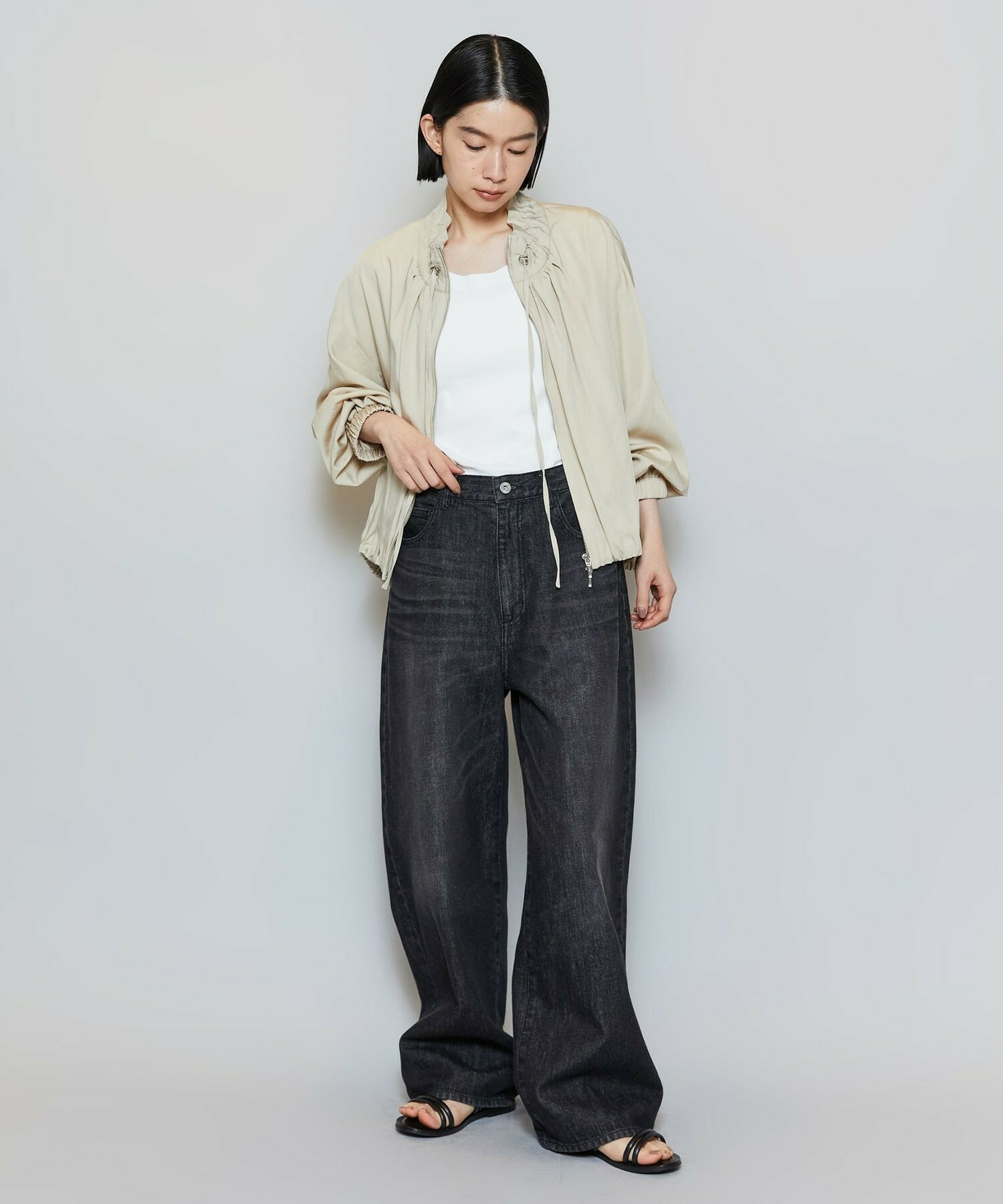 【MOGA】【Lサイズ】ビスナイロンツイルコクーンシルエットブルゾン 詳細画像 ベージュ 13