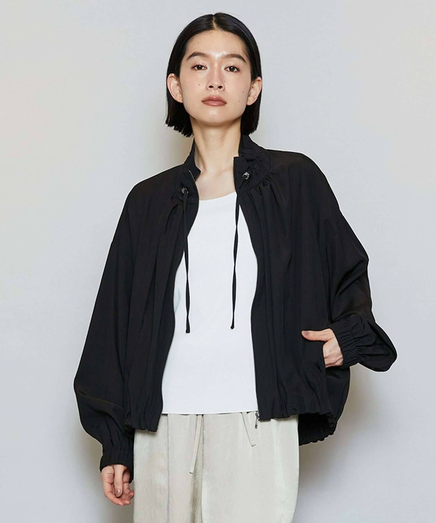 【MOGA】【Lサイズ】ビスナイロンツイルコクーンシルエットブルゾン 詳細画像 ブラック 2