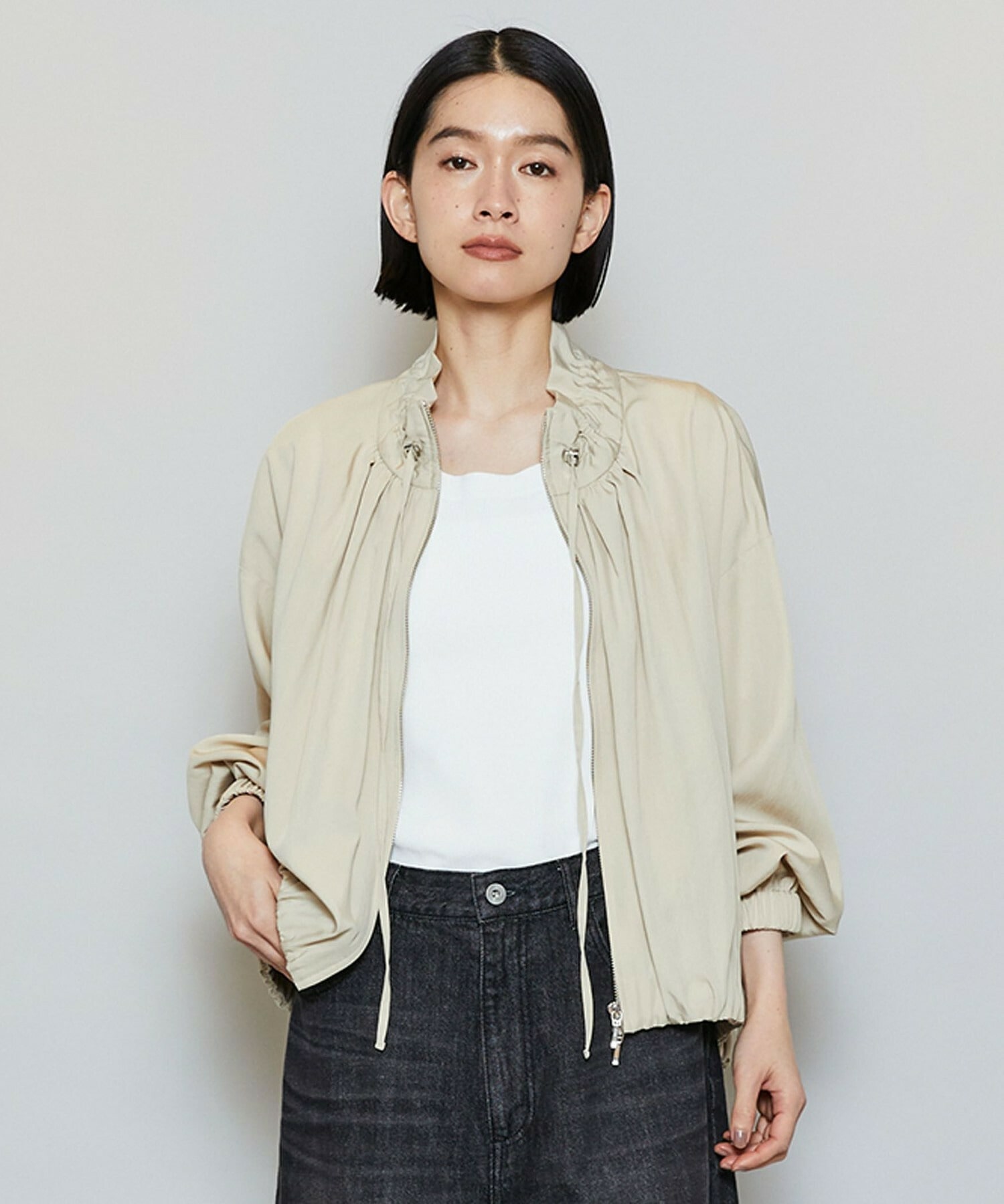 【MOGA】【Lサイズ】ビスナイロンツイルコクーンシルエットブルゾン 詳細画像 ベージュ 2