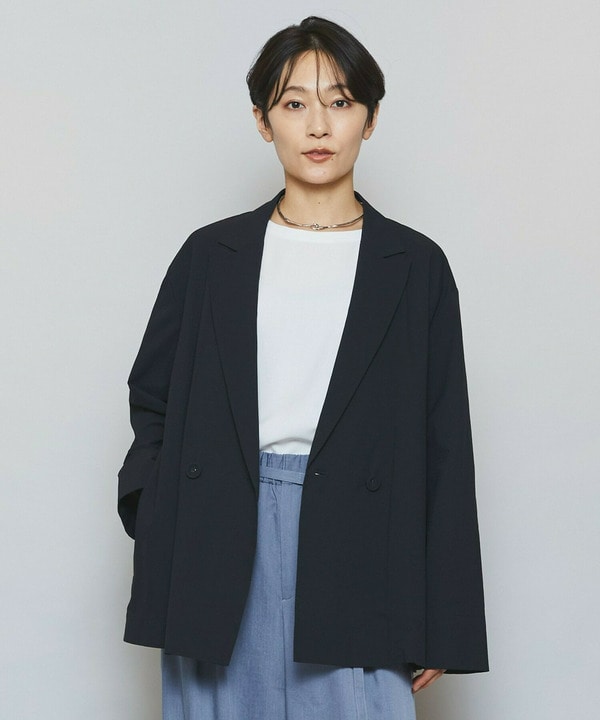 【Lサイズ】フルダルナイロンダブルブレストジャケット 詳細画像 ブラック 2