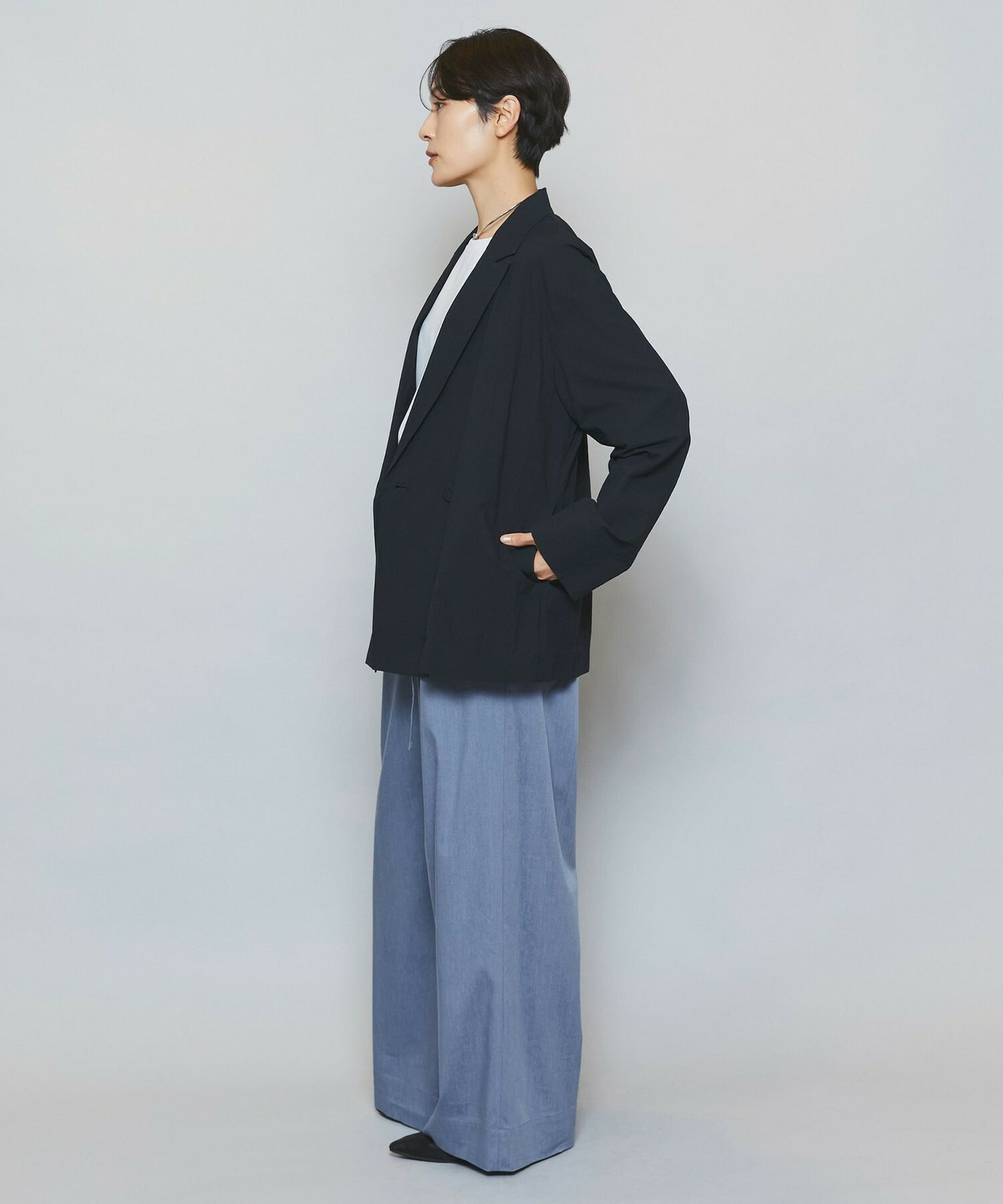 【MOGA】【Lサイズ】フルダルナイロンダブルブレストジャケット 詳細画像 ブラック 11