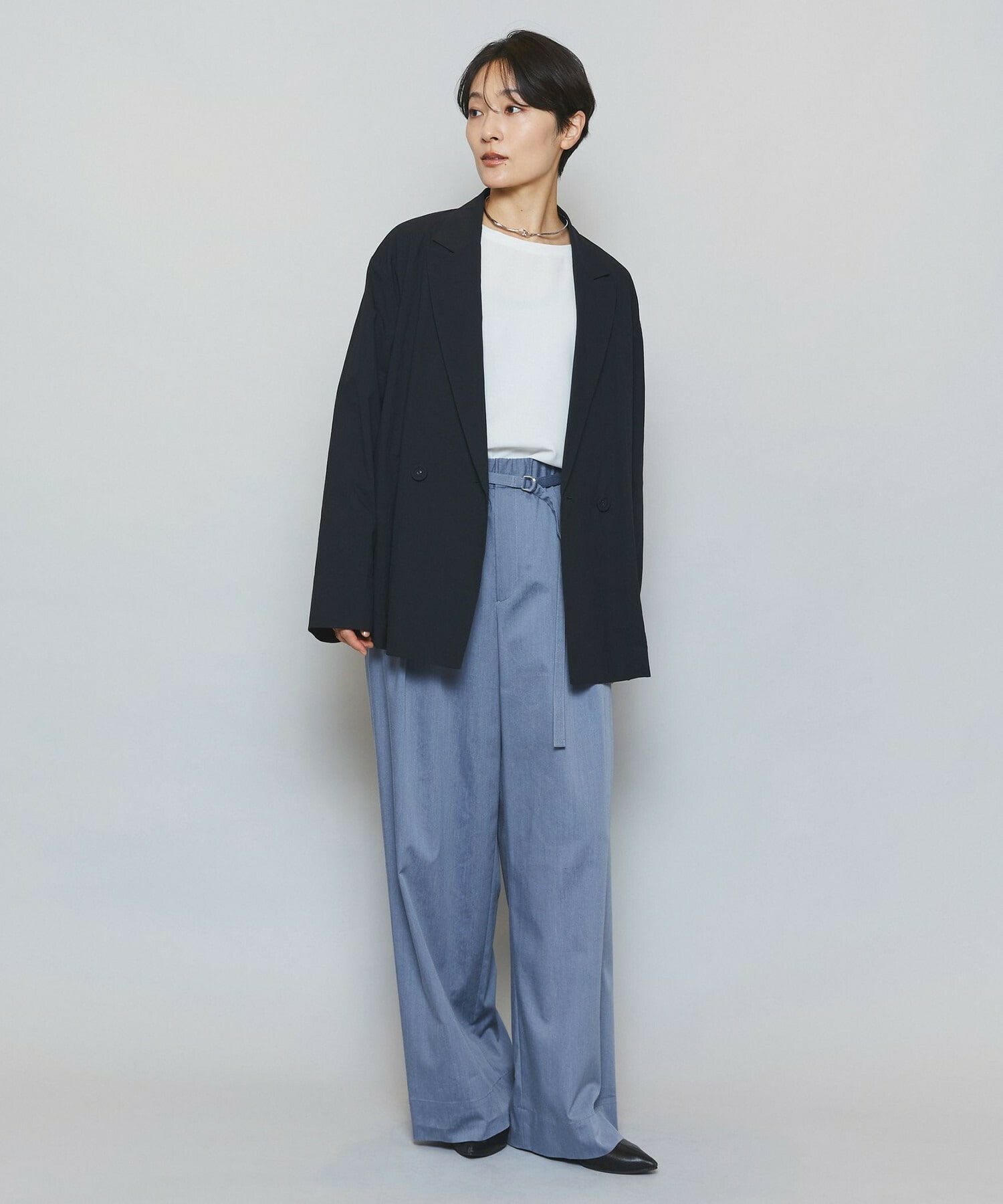 【MOGA】【Lサイズ】フルダルナイロンダブルブレストジャケット 詳細画像 ブラック 7