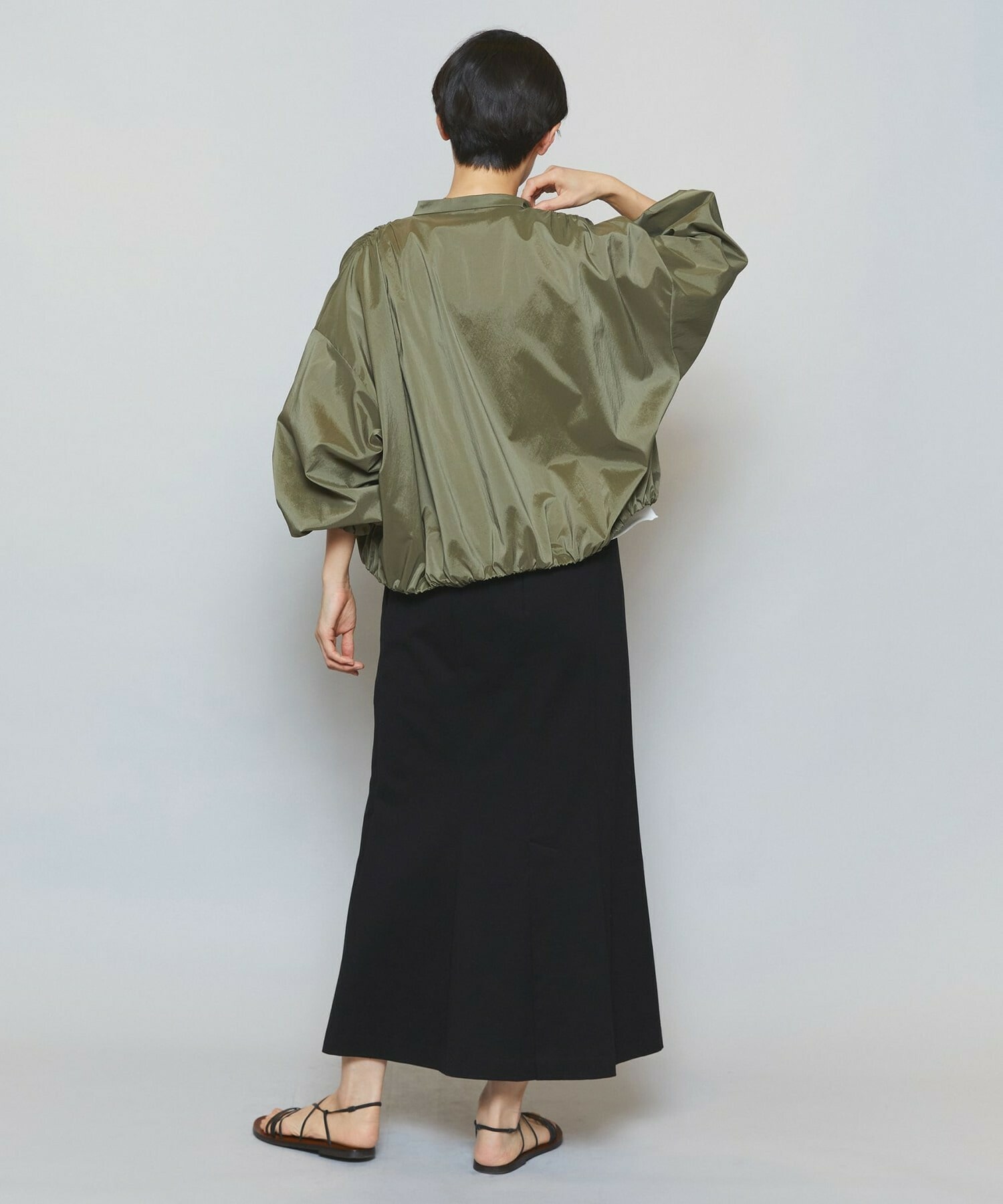 【MOGA】【Lサイズ】ストレッチタフタギャザーブルゾン 詳細画像 カーキ 10