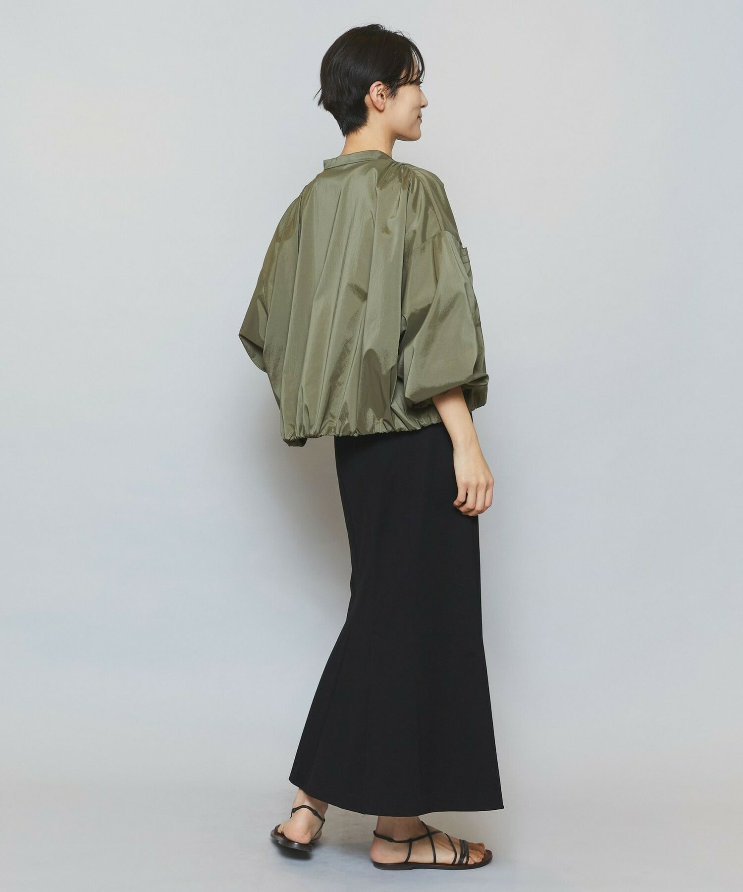 【MOGA】【Lサイズ】ストレッチタフタギャザーブルゾン 詳細画像 カーキ 12