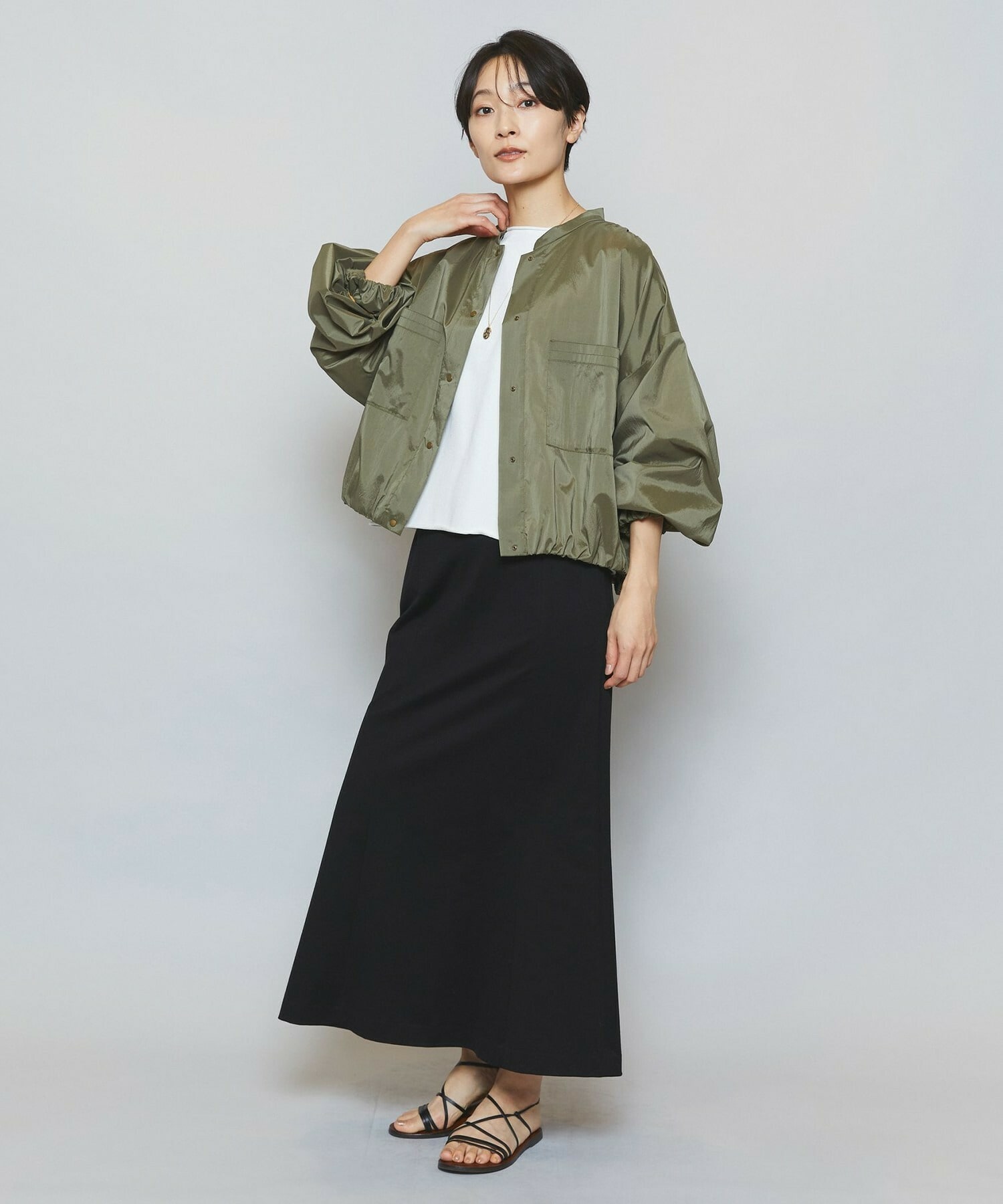 【MOGA】【Lサイズ】ストレッチタフタギャザーブルゾン 詳細画像 カーキ 3