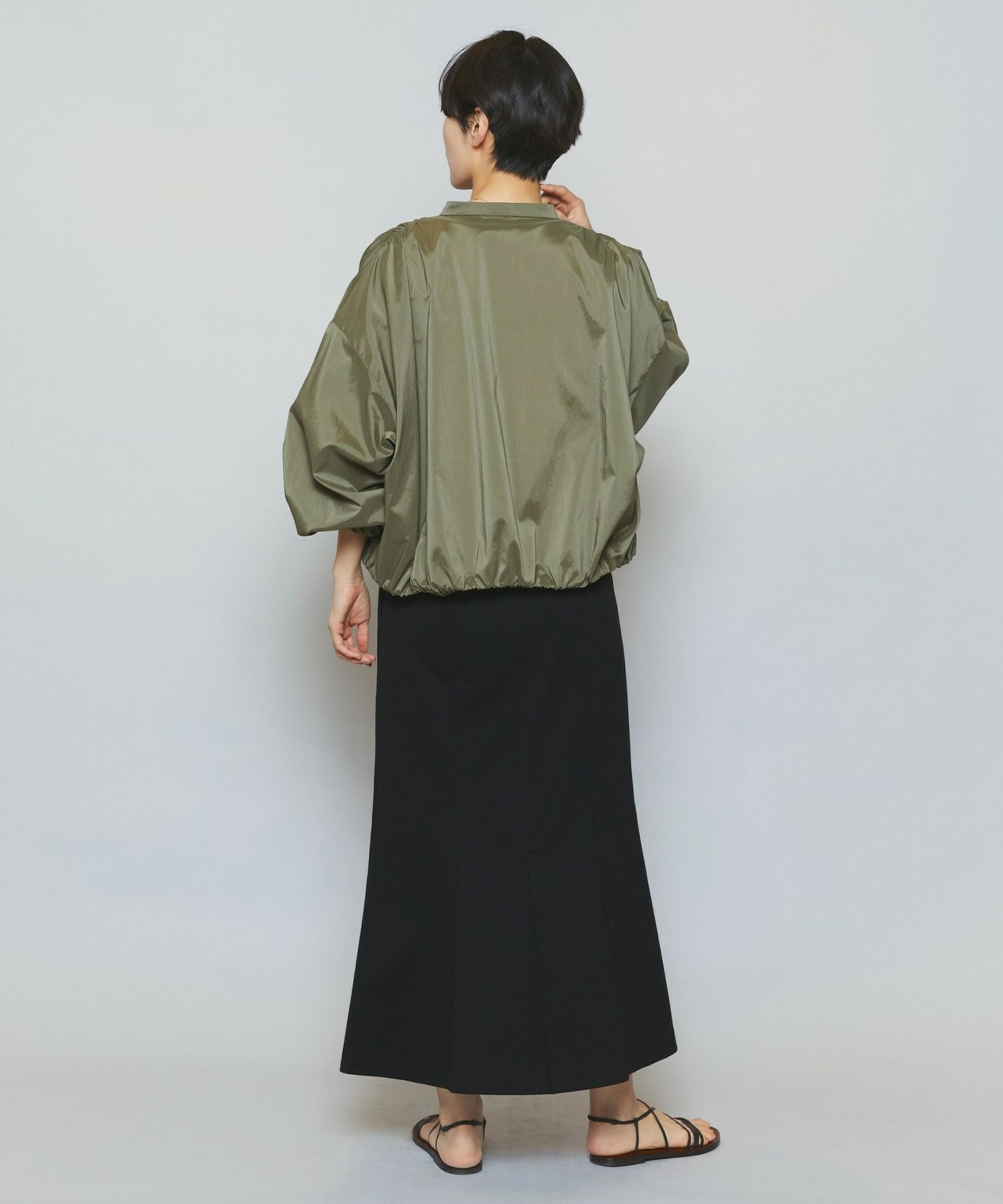 【MOGA】【Lサイズ】ストレッチタフタギャザーブルゾン 詳細画像 カーキ 9