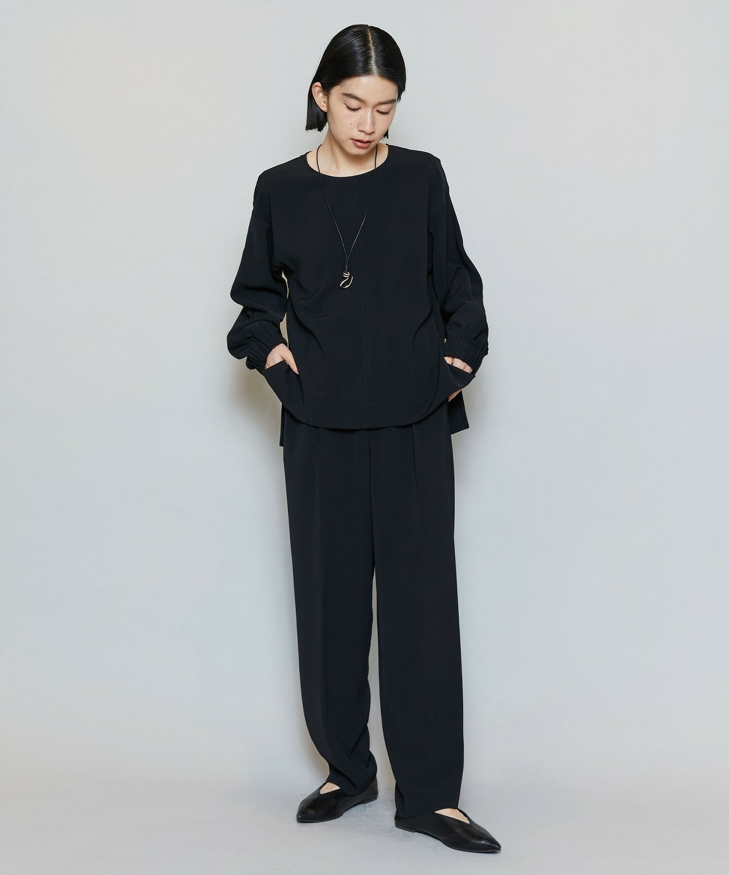 【MOGA】【Lサイズ】マカロンツイルソフトテーパードパンツ 詳細画像 ブラック 19