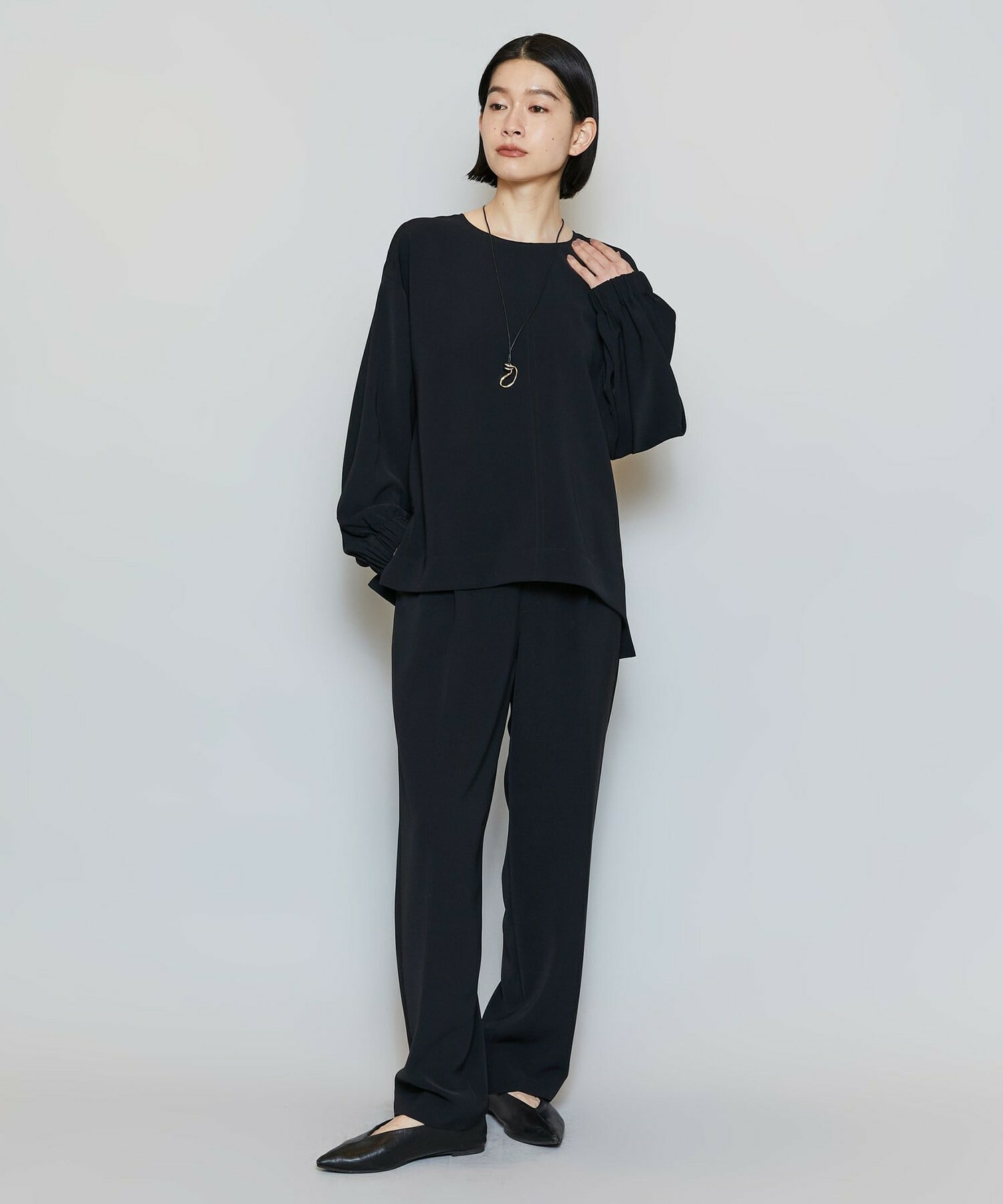 【MOGA】【Lサイズ】マカロンツイルソフトテーパードパンツ 詳細画像 ブラック 2