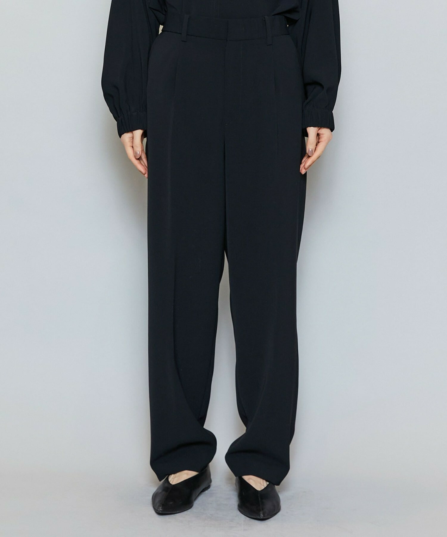 【MOGA】【Lサイズ】マカロンツイルソフトテーパードパンツ 詳細画像 ブラック 20