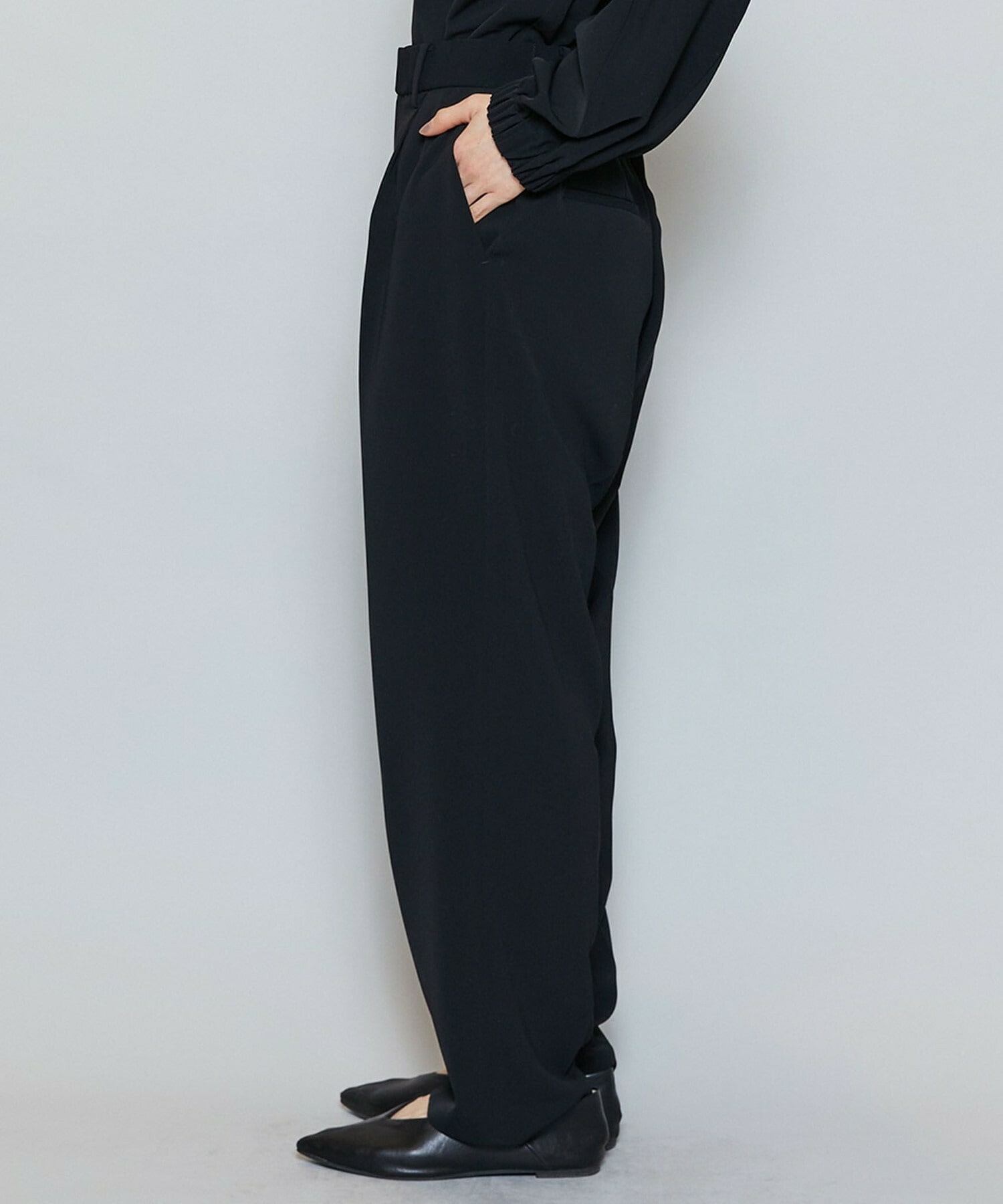 【MOGA】【Lサイズ】マカロンツイルソフトテーパードパンツ 詳細画像 ブラック 22