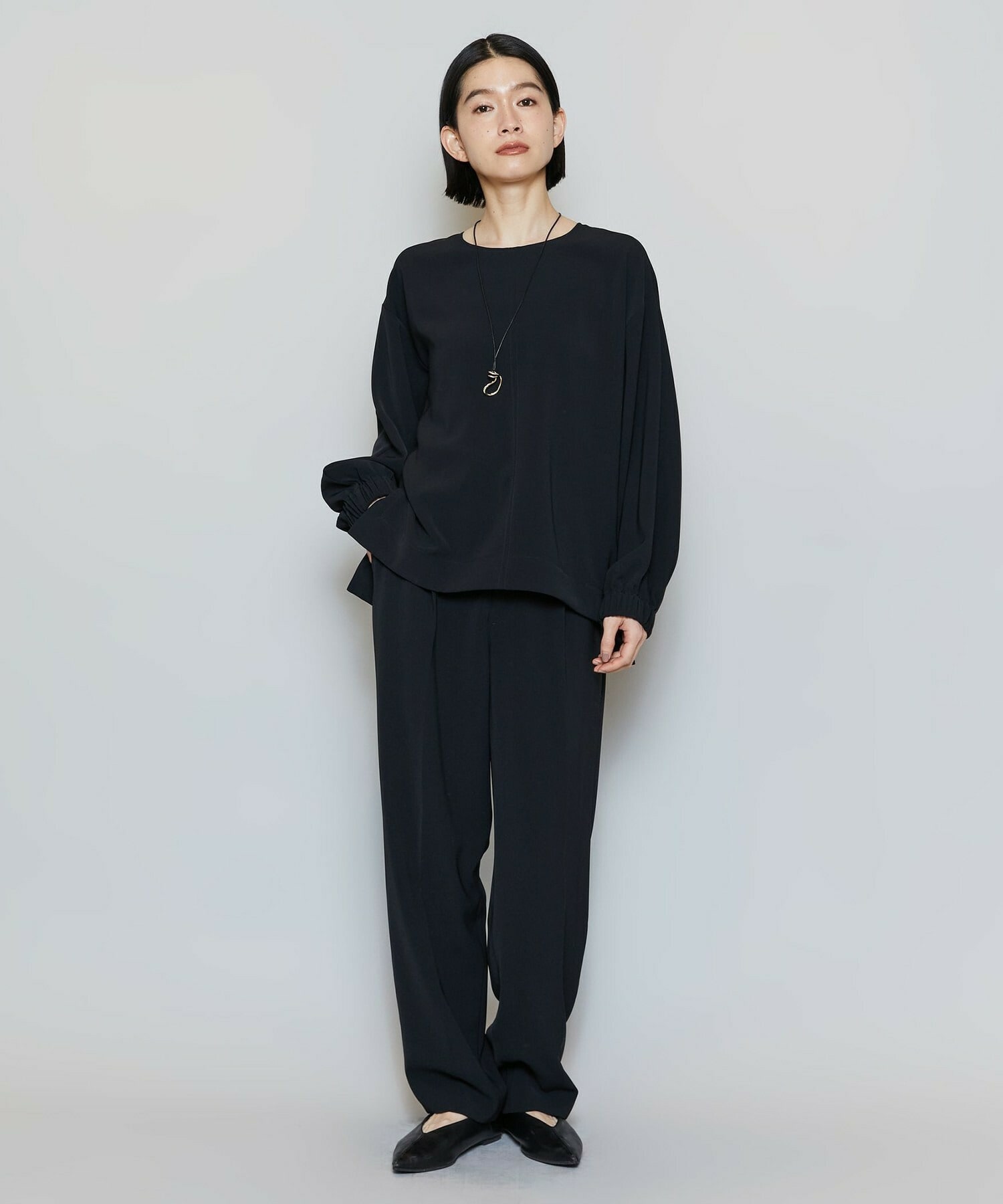 【MOGA】【Lサイズ】マカロンツイルソフトテーパードパンツ 詳細画像 ブラック 3