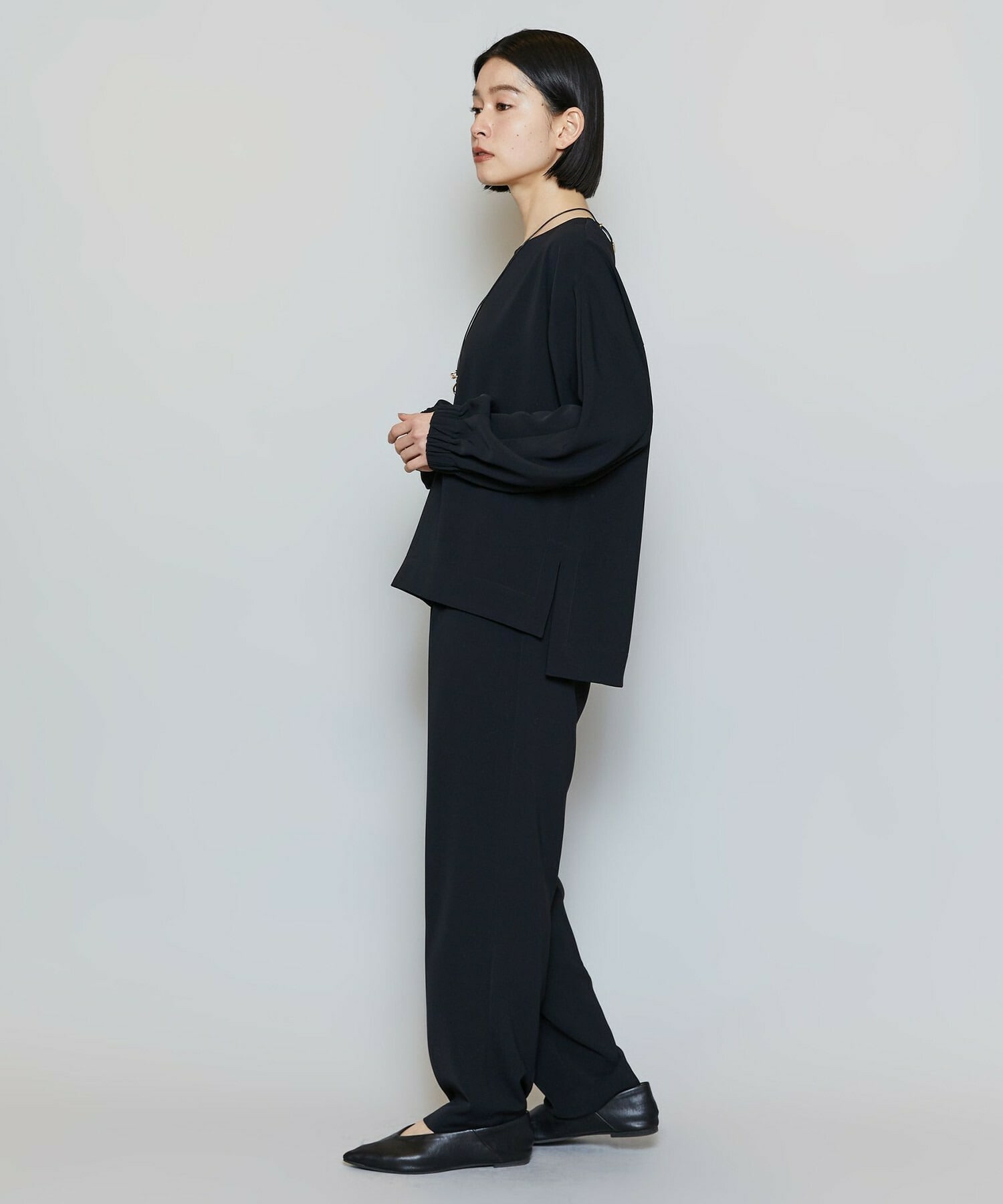 【MOGA】【Lサイズ】マカロンツイルソフトテーパードパンツ 詳細画像 ブラック 8