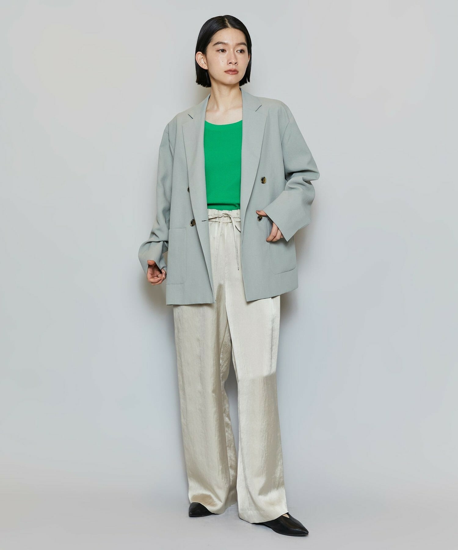 【MOGA】【Lサイズ】クレープサテンワイドパンツ 詳細画像 ベージュ 14